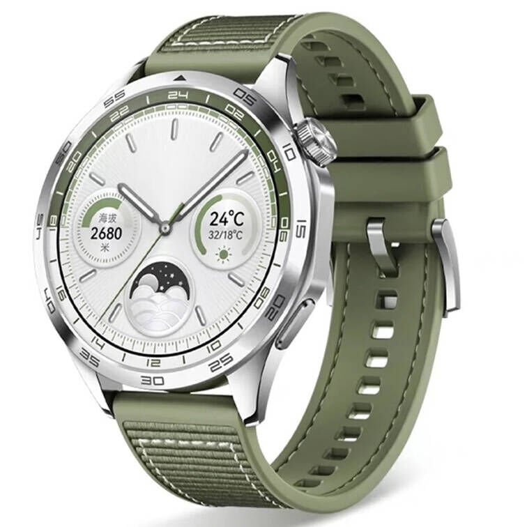 Samsung Galaxy Watch 46mm / Watch 3 45mm / 22mm Silikon Kordon Dikiş Desenli (krd-102) Yeşil