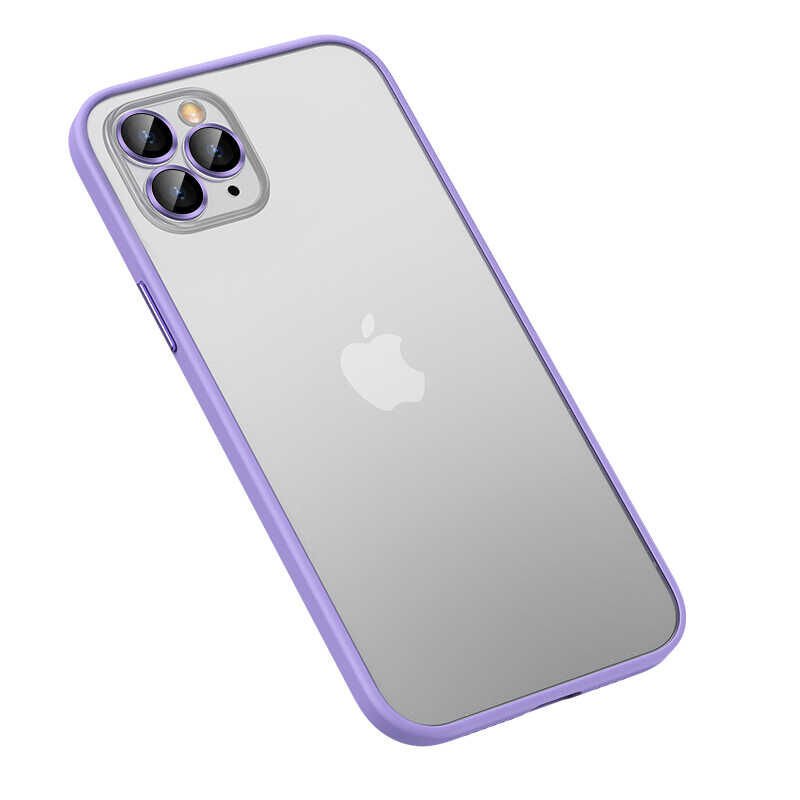 Apple  iPhone 13 Pro Max Kılıf Lens Koruyuculu Kenarları Renkli Arkası Mat Kapak (retro) Lila