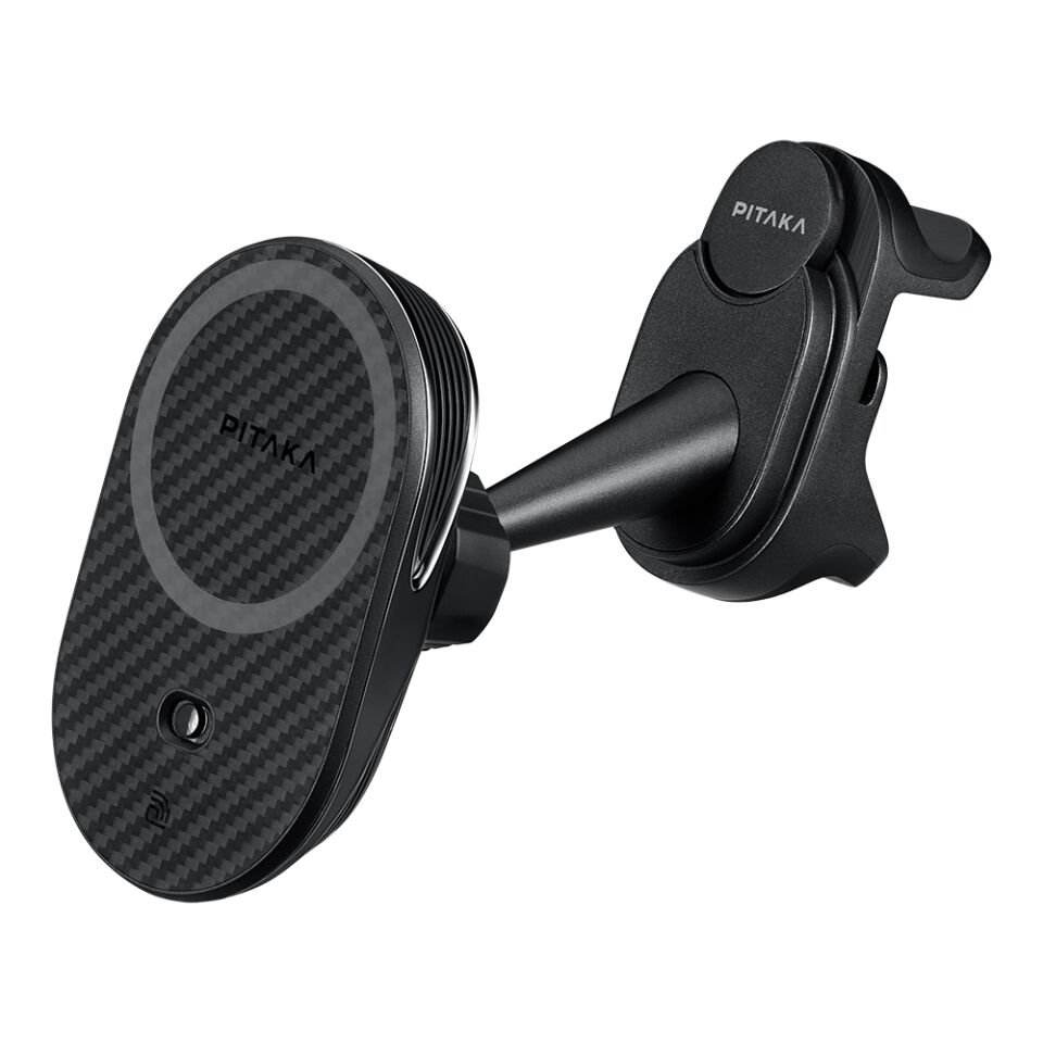 Pitaka MagEZ Pro 2 Magsafe Şarj Özellikli Qi2 Tesla Model Y ve Model 3 Uyumlu Aramid Fiber Araç Telefon Tutucu