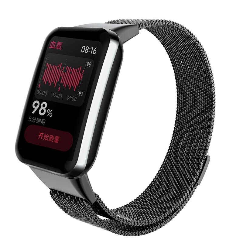 Xiaomi Mi Band 7 Pro Metal Kordon Tel Örgü İşlemeli Tasarım (KRD-01) Siyah