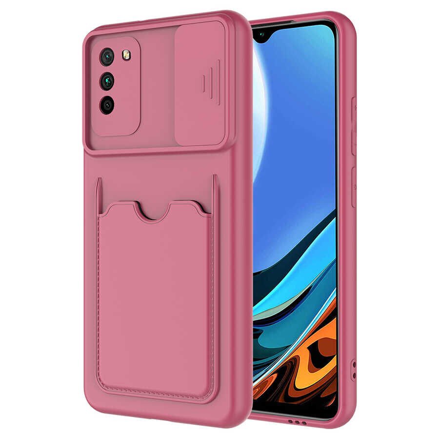 Xiaomi Poco M3 Kılıf Cüzdan Sürgülü Kamera Korumalı Kartllıklı Bölmeli Kapak (Kartix) Koyu Mor