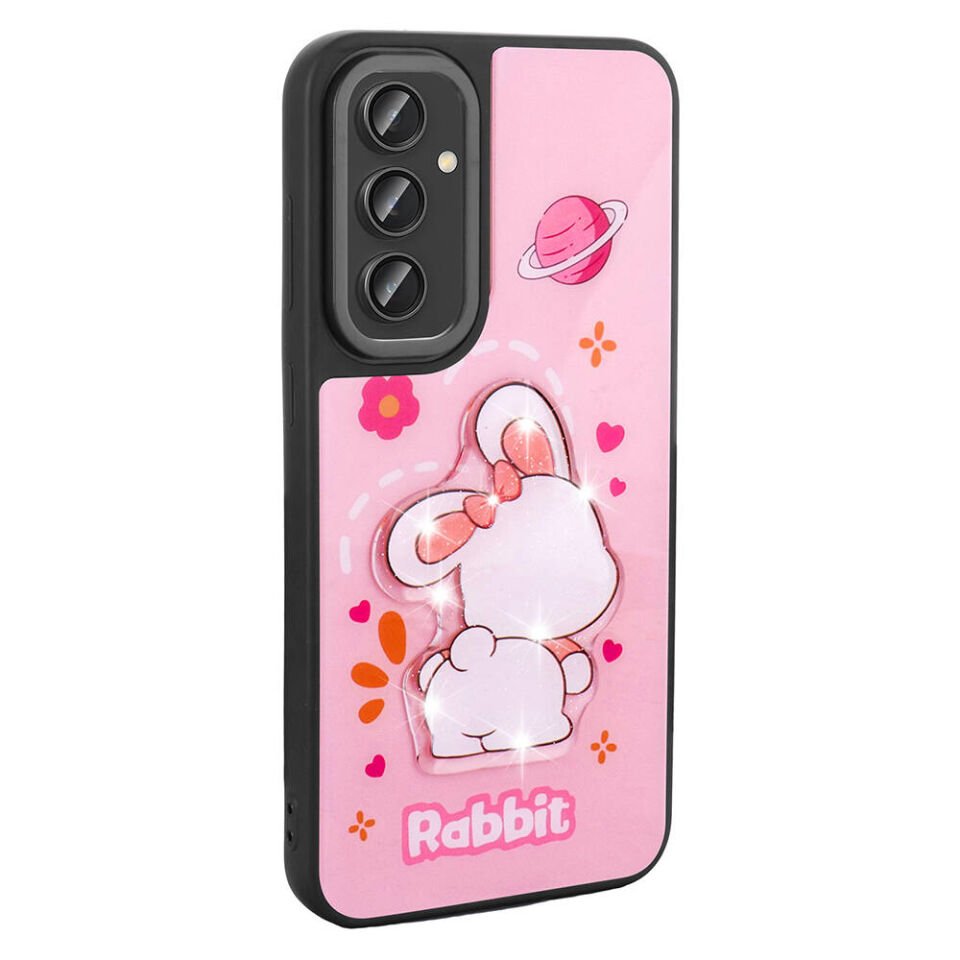 Samsung Galaxy A24 Kılıf Parlayan Kabartmalı İkonik Figürlü Silikon Kapak (Amas) Mor