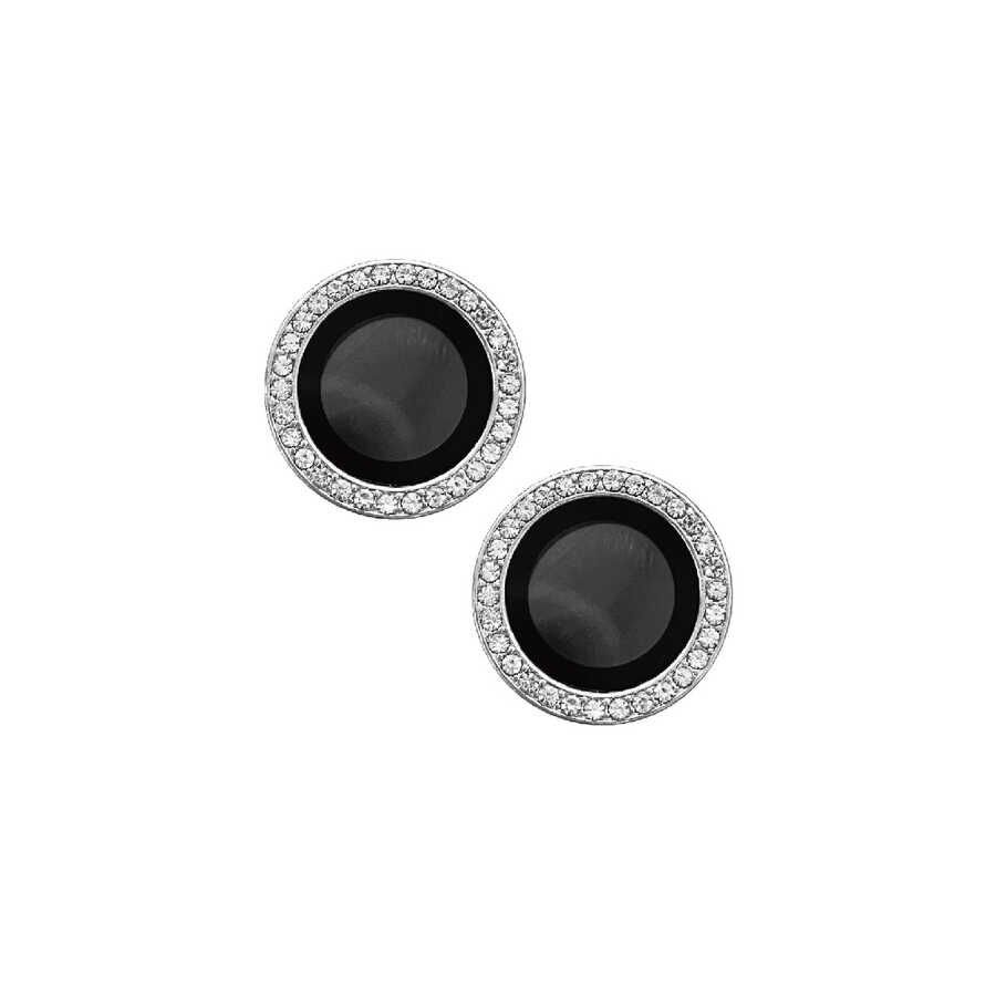 Apple iPhone 14 Kamera Lens Koruyucu Renkli Taşlı Tasarım Kolay Takma Aparatlı (CL-06) Gümüş