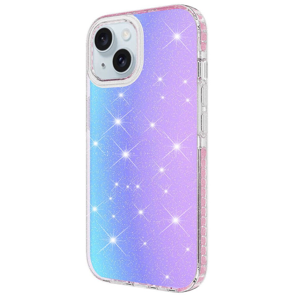 Apple  iPhone 14 Kılıf Renkli Geçiş Tasarımlı Hassas Buton Tasarımlı Silikon Kapak (velle) Pembe