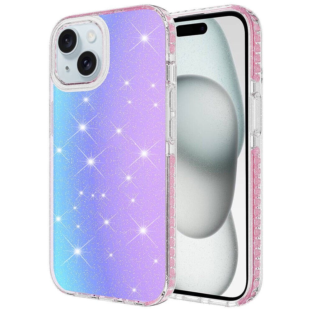 Apple  iPhone 14 Kılıf Renkli Geçiş Tasarımlı Hassas Buton Tasarımlı Silikon Kapak (velle) Pembe