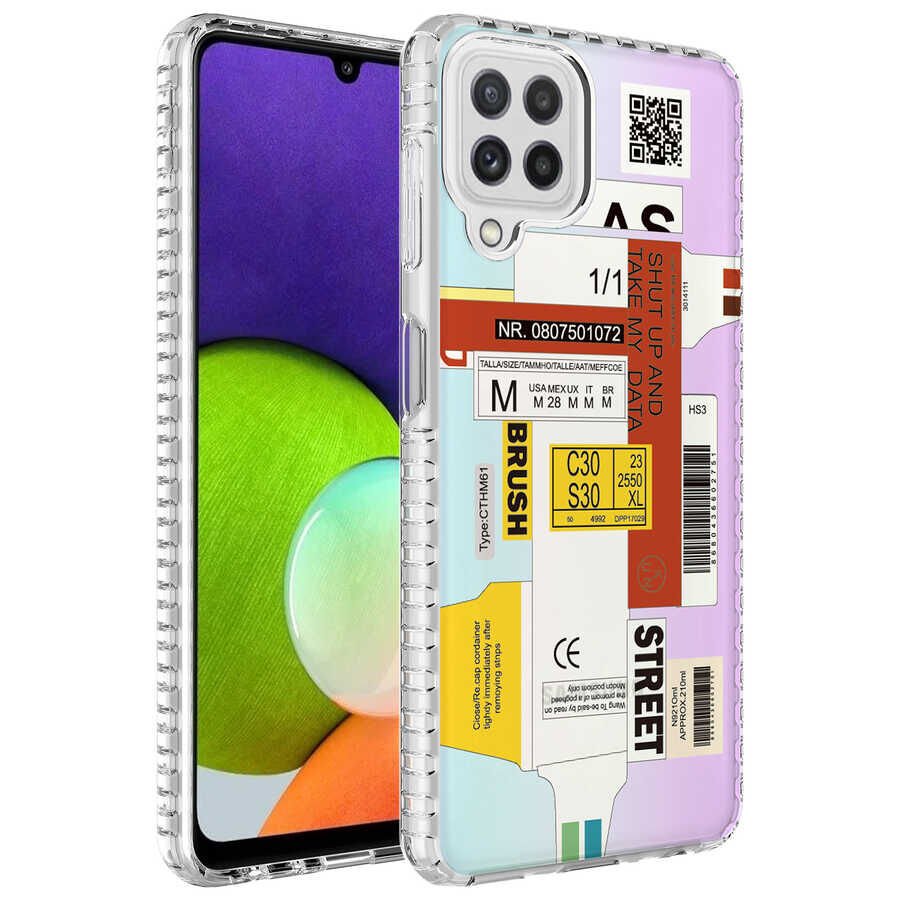 Samsung Galaxy M32 Kılıf Kamera Çıkıntılı Airbag Kenarlı Darbe Emici Desenli Kapak (ELEGANS) NO2