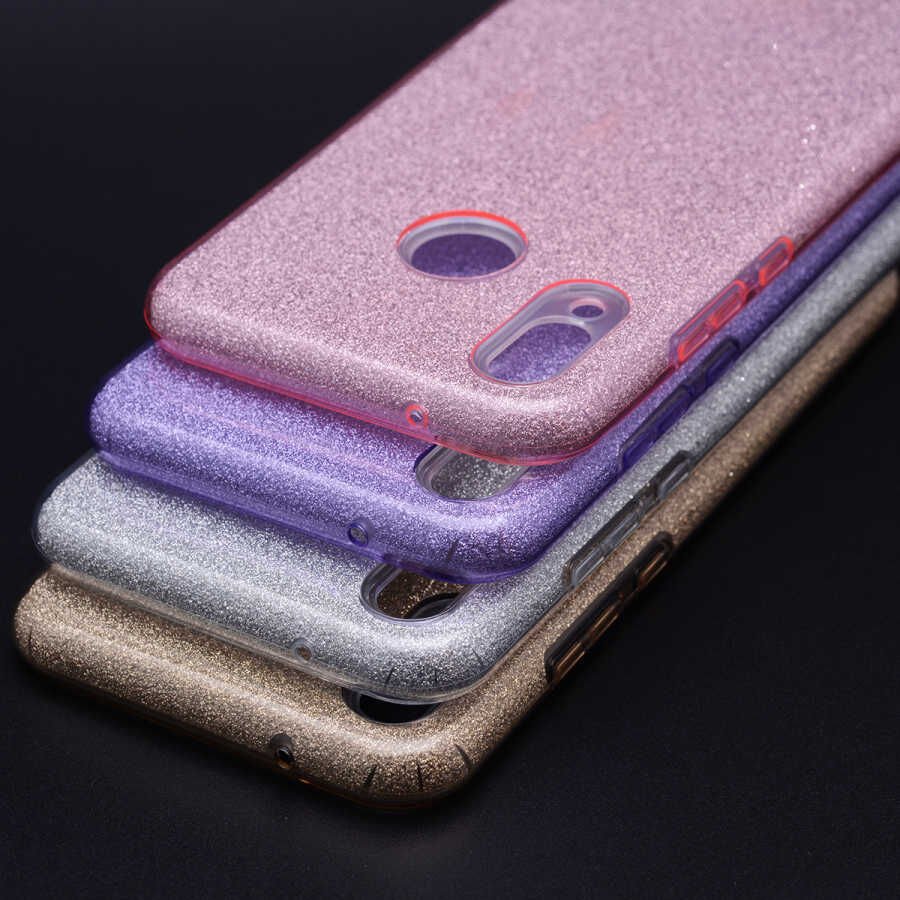 Huawei P20 Lite Kılıf Renkli Parıltılı Simli Işıltılı Silikon Kapak (SHİNİNG) Gümüş