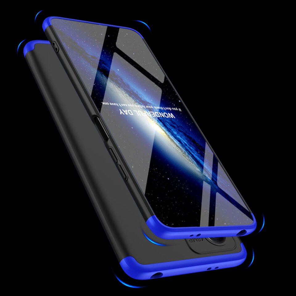 Xiaomi Redmi Note 12 5G Kılıf 360 Tam Koruma Ön Ve Arka Sert Mika Kapak Orjinal Ays Gkk Kapak Siyah-Kırmızı