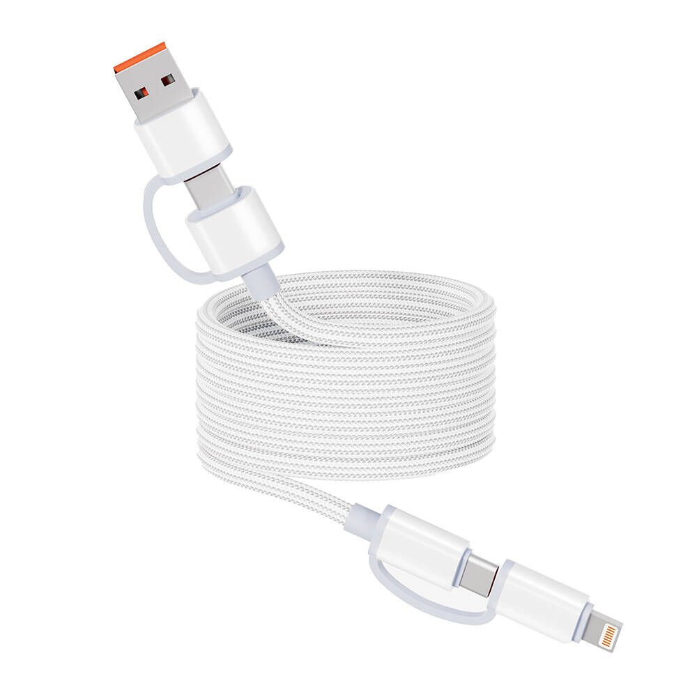 Spiral Magnetik Örgülü Tasarım 4in1 A+C to C+L Kablo 1M (z) Beyaz