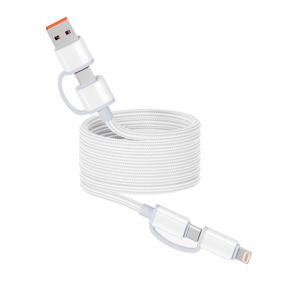 Spiral Magnetik Örgülü Tasarım 4in1 A+C to C+L Kablo 1M (z) Beyaz