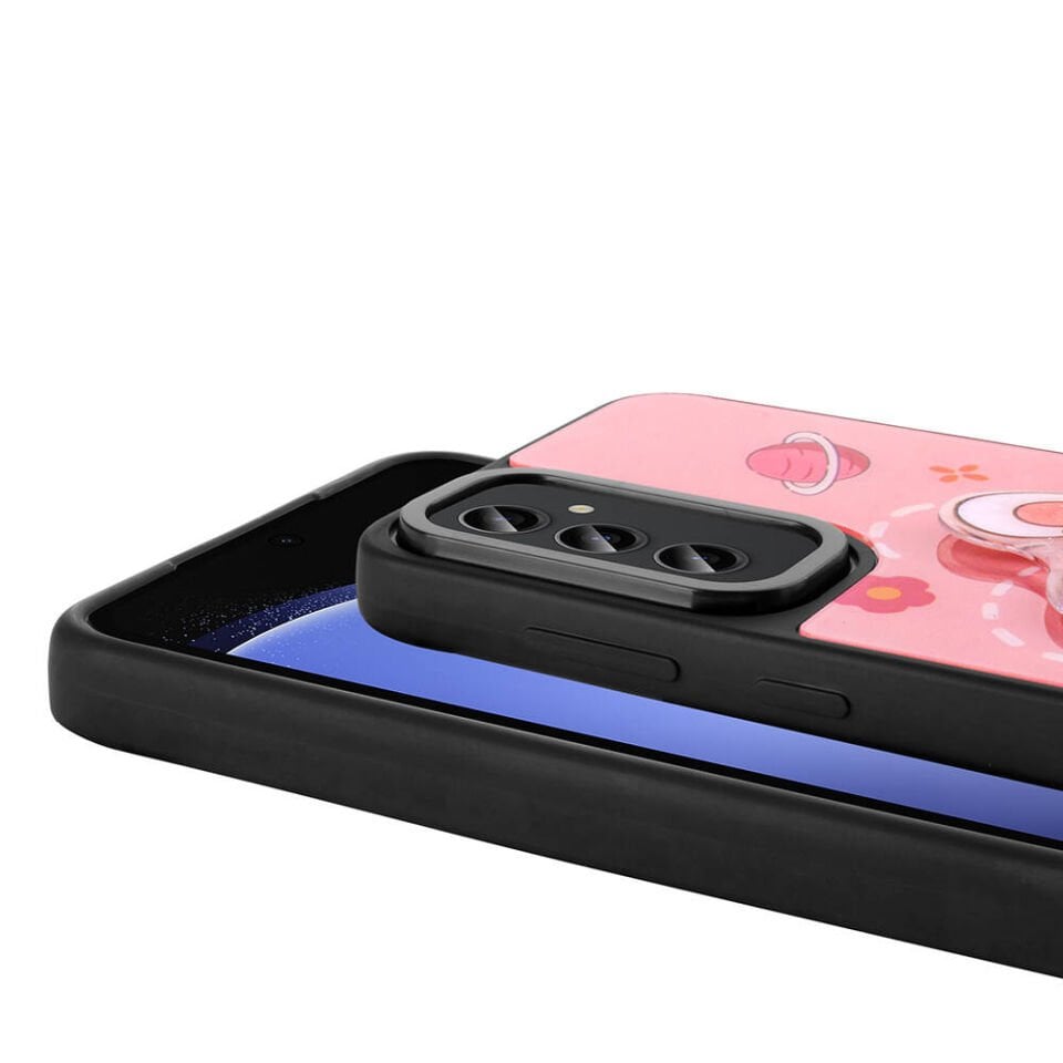 Samsung Galaxy A24 Kılıf Parlayan Kabartmalı İkonik Figürlü Silikon Kapak (Amas) Beyaz