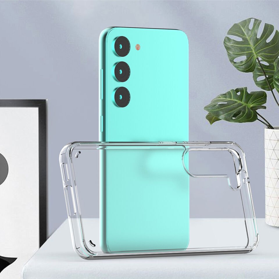 Samsung Galaxy S23 Plus Kılıf Kamera Çıkıntılı Şeffaf Darbe Emici Sert Silikon Kapak (COSS) Renksiz