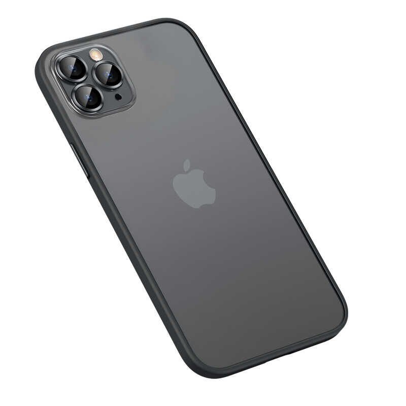 Apple  iPhone 13 Pro Max Kılıf Lens Koruyuculu Kenarları Renkli Arkası Mat Kapak (retro) Koyu Mor