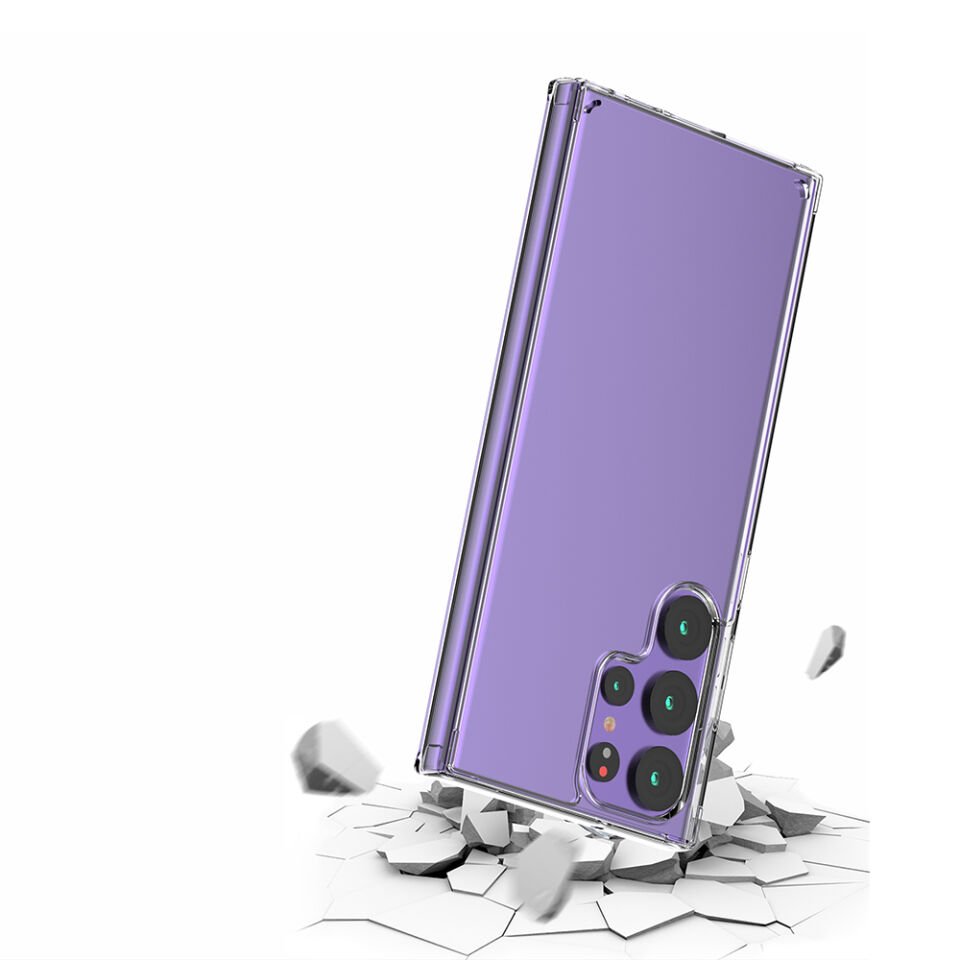 Samsung Galaxy S23 Ultra Kılıf Kamera Çıkıntılı Şeffaf Darbe Emici Sert Silikon Kapak (COSS) Renksiz
