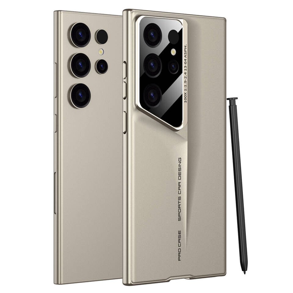 Samsung Galaxy S24 Ultra Kılıf Ultra İnce Kameralı Korumalı Sert Rubber Kapak (Procase) Gold
