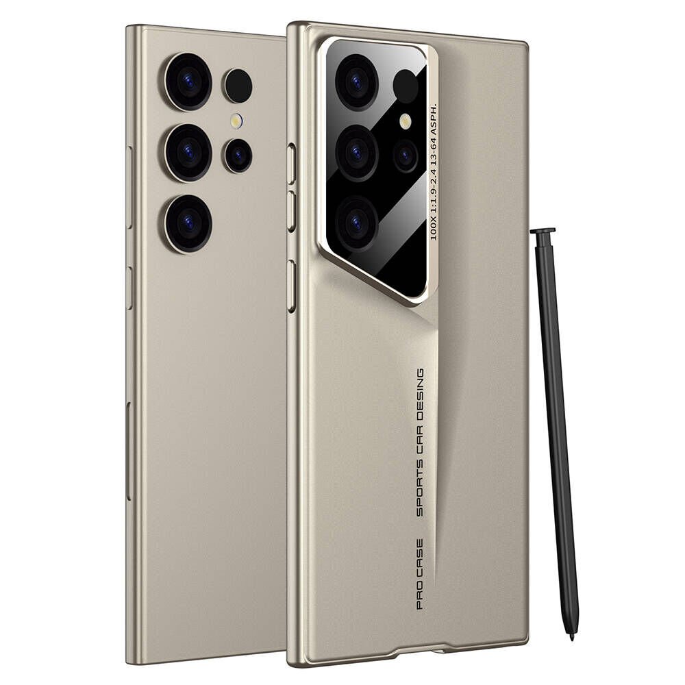 Samsung Galaxy S24 Ultra Kılıf Ultra İnce Kameralı Korumalı Sert Rubber Kapak (Procase) Gold