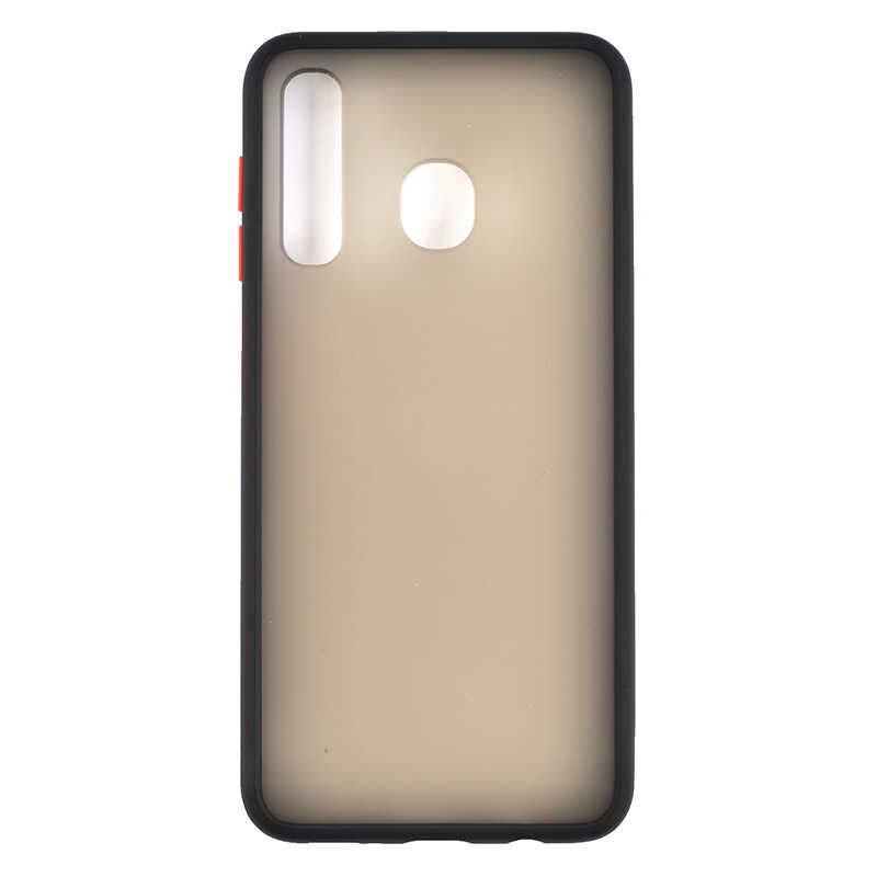 Huawei P30 Lite Kılıf Mat Parmak İzi Yapmaz Renkli Tuşlu Sert Silikon Kapak (fri) Siyah