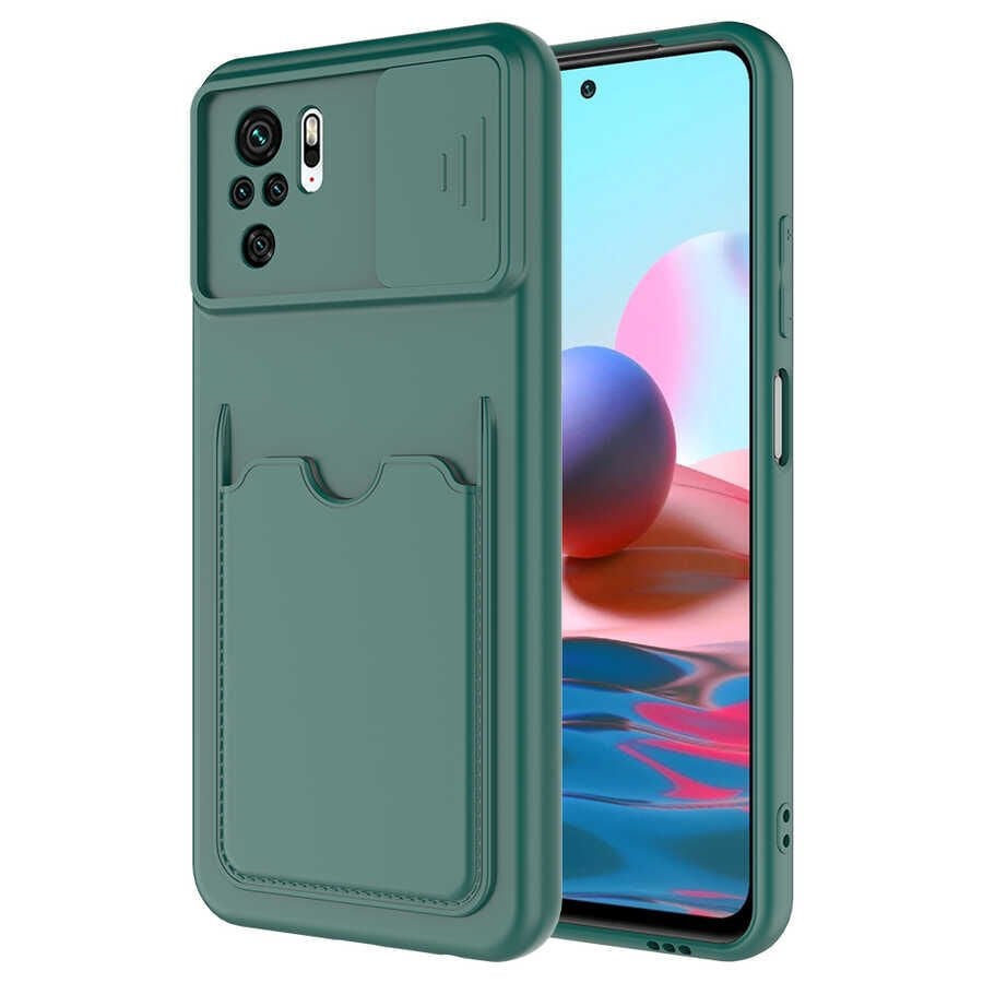 Xiaomi Redmi Note 10 Kılıf Cüzdan Sürgülü Kamera Korumalı Kartllıklı Bölmeli Kapak (Kartix) Lila