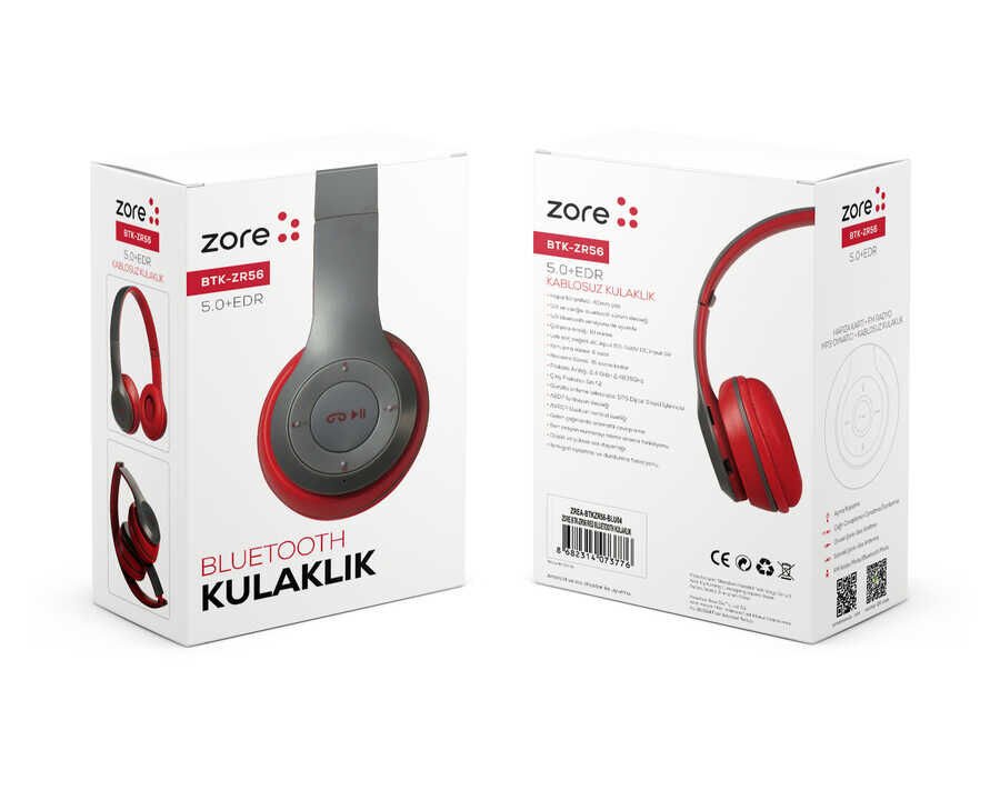 Hafif ve Portatif Kolayca Katlanıp Taşınabilir Dizayn (BTK-ZR56 Bluetooth Kulaklık) Siyah