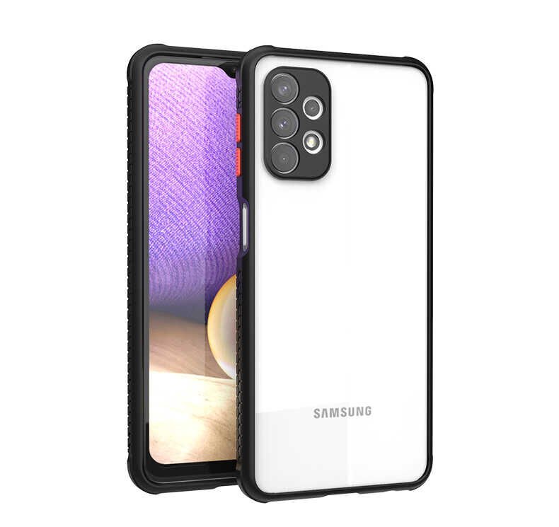 4G Kılıf Köşe Ve Kamera Korumalı Arkası Şeffaf Renkli Tuşlu Kapak (KAFF) Siyah