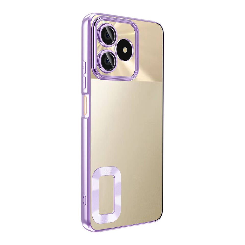 Realme Note 50 Kılıf Kamera Lens Korumalı Parlak Kenarlı Kapak (OMEGA) Gümüş