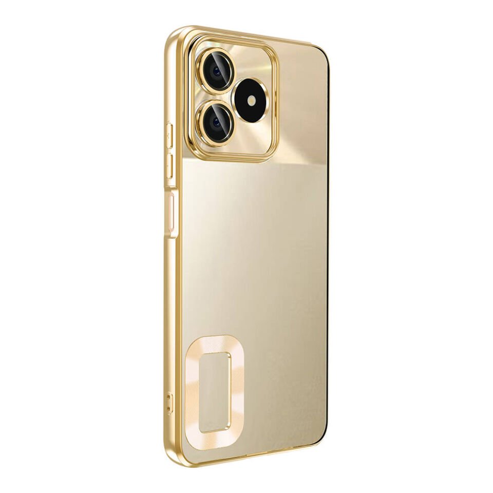 Realme Note 50 Kılıf Kamera Lens Korumalı Parlak Kenarlı Kapak (OMEGA) Gümüş
