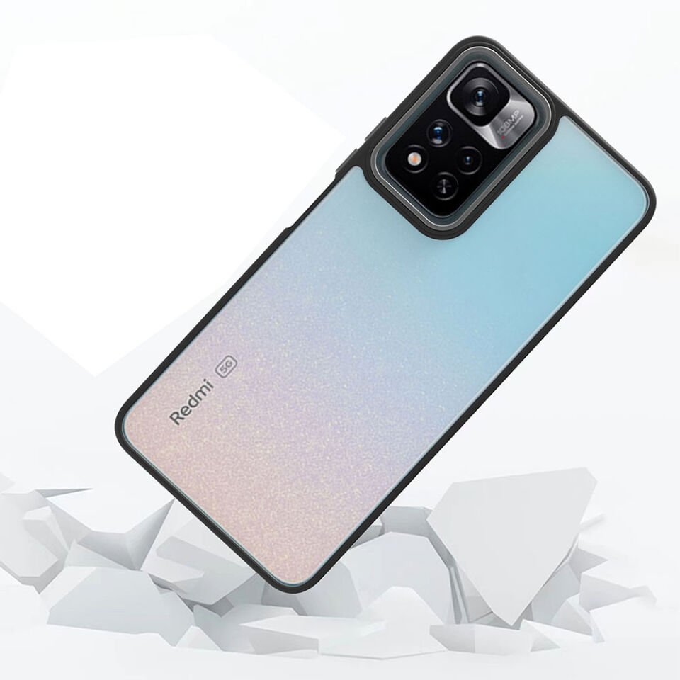 Xiaomi Poco M4 Pro 5G Kılıf Kamera Çıkıntılı Arkası Şeffaf Hassas Tuşlu Kenarlı Kapak (Flora) Lila