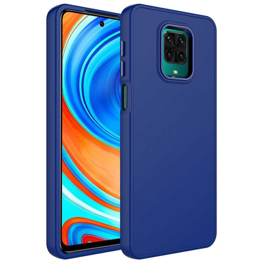 Xiaomi Redmi Note 9S Kılıf Metal Çerçeveli Hassas Butonlu Renkli İçi Kadife Lansman Kapak (LUNA) Lacivert