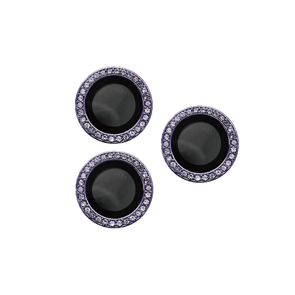 Apple iPhone 14 Pro Kamera Lens Koruyucu Renkli Taşlı Tasarım Kolay Takma Aparatlı (CL-06) Derin Mor