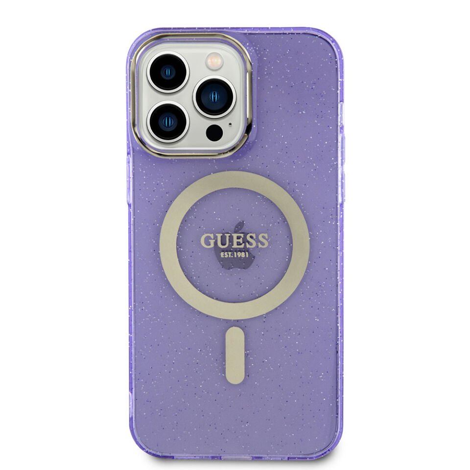 Apple iPhone 14 Pro Max Kılıf GUESS Magsafe Şarj Özellikli Glitter Kapak