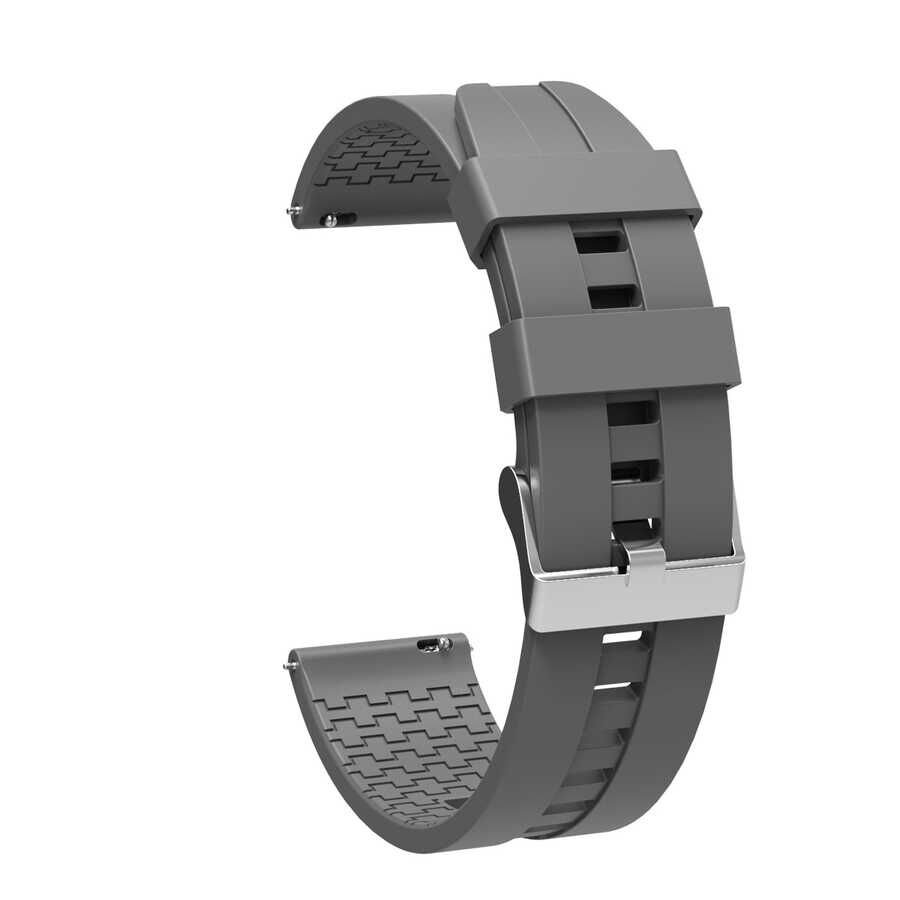 Samsung Galaxy Watch 42mm (20mm) Silikon Kordon Esnek Yapılı Tasarım (KRD-23) Gri
