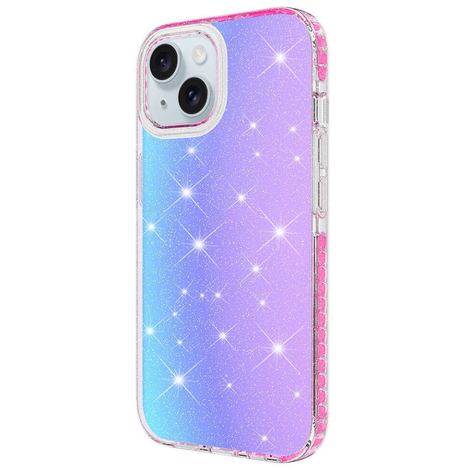 Apple  iPhone 15 Kılıf Renkli Geçiş Tasarımlı Hassas Buton Tasarımlı Silikon Kapak (velle) Beyaz