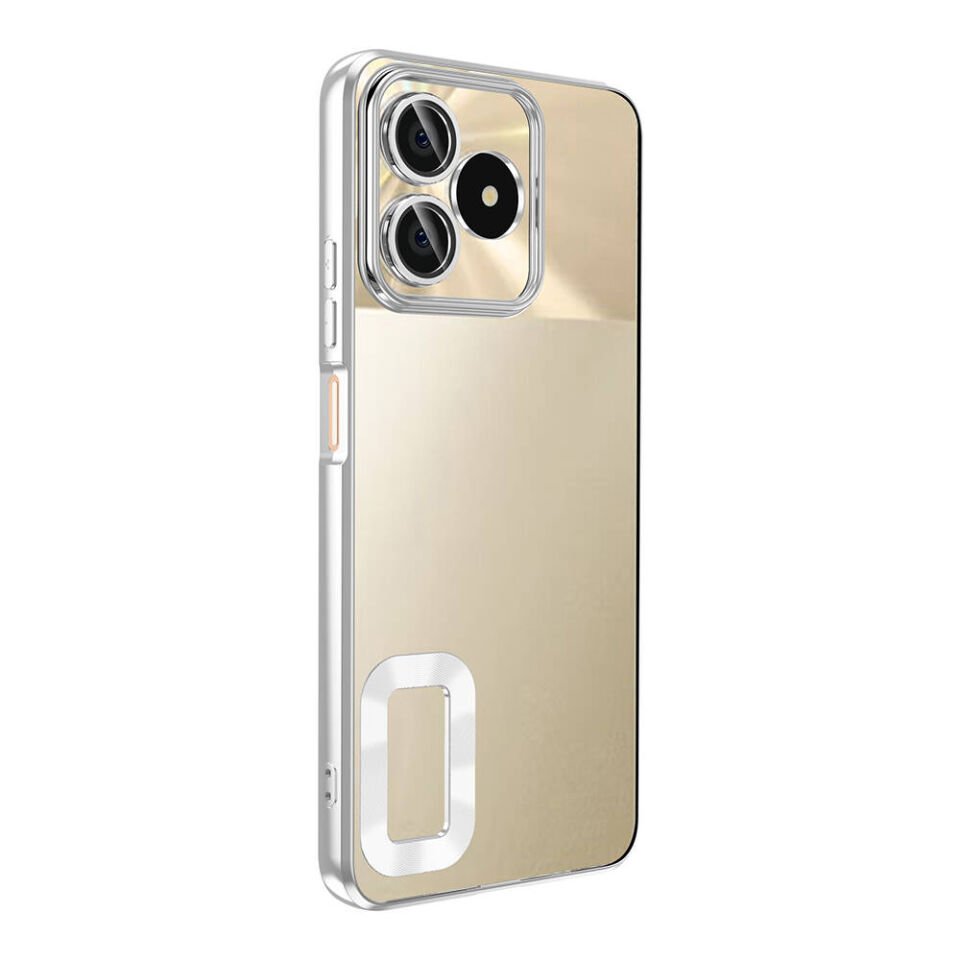 Realme Note 50 Kılıf Kamera Lens Korumalı Parlak Kenarlı Kapak (OMEGA) Gold