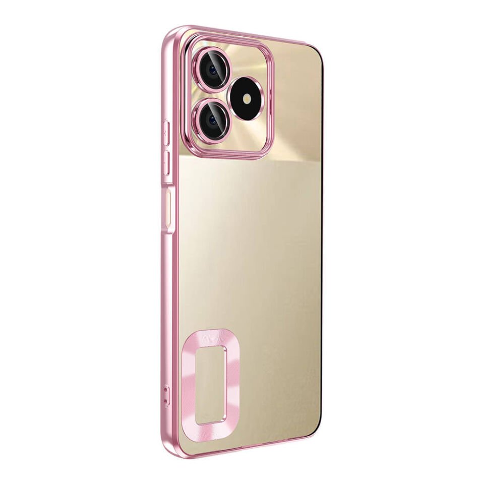 Realme Note 50 Kılıf Kamera Lens Korumalı Parlak Kenarlı Kapak (OMEGA) Gold