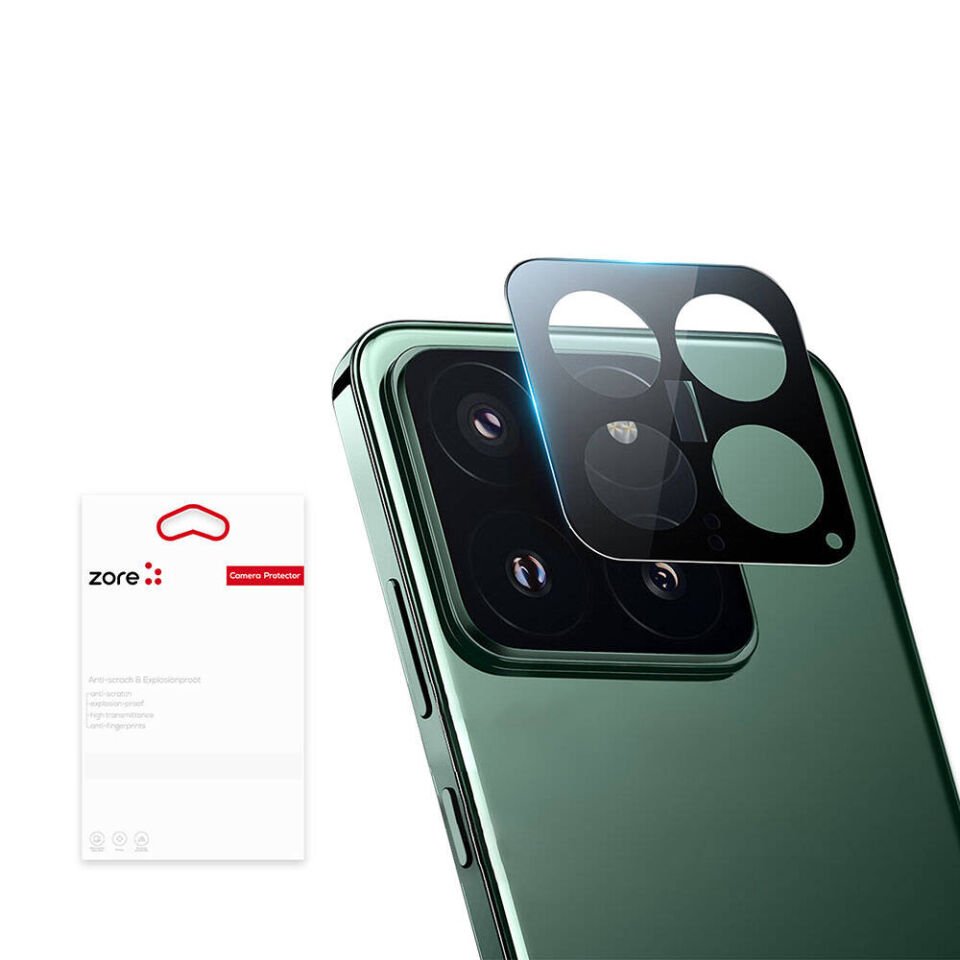 Xiaomi Mi 14 Kamera Lens Koruyucu Siyah Çerçeveli Korunaklı (3D K.C) Siyah