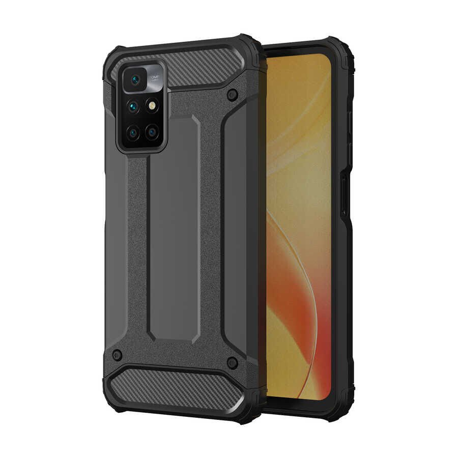 Xiaomi Redmi 10 Kılıf Armor Köşe Korumalı Çift Katman Tank Zırh Kapak (CRASH) Kırmızı