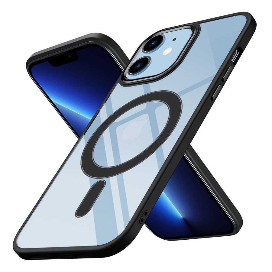 Apple iPhone 12 Kılıf Wireless Şarj Özellikli HEPTEKİLETİŞİM Krom Magsafe Silikon Kapak