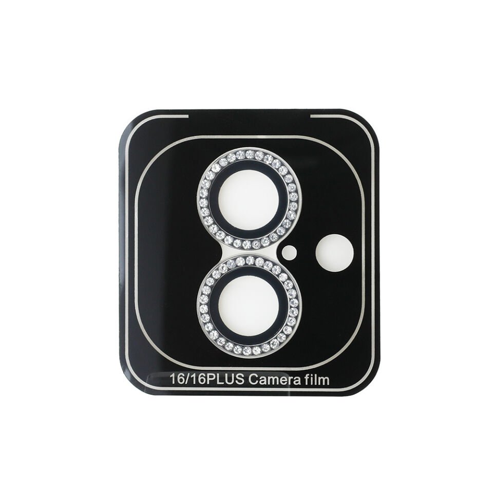 Apple iPhone 16 Plus Guess Orjinal Lisanslı Rhinestone Ekran Koruyucu + Lens Koruyucu 2in1 Aksesuar Seti
