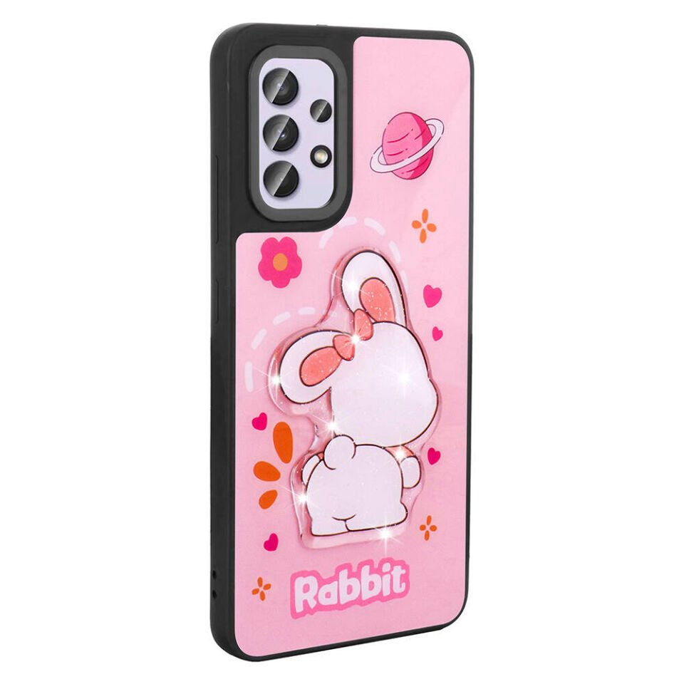 Samsung Galaxy A32 4G Kılıf Parlayan Kabartmalı İkonik Figürlü Silikon Kapak (Amas) Mor