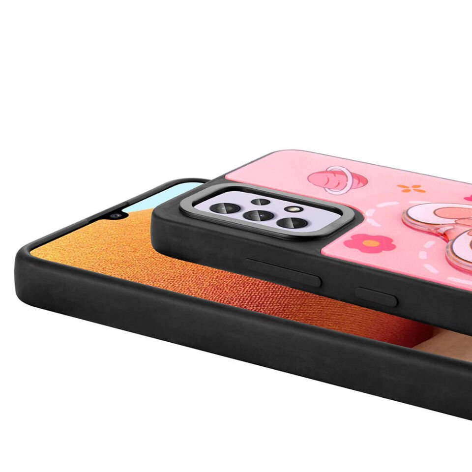 Samsung Galaxy A32 4G Kılıf Parlayan Kabartmalı İkonik Figürlü Silikon Kapak (Amas) Mor