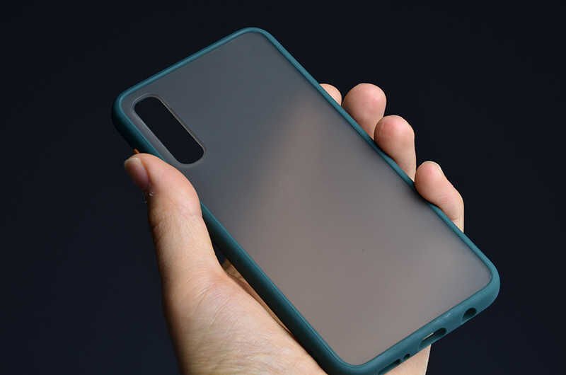 Samsung Galaxy A50 Kılıf Mat Parmak İzi Yapmaz Renkli Tuşlu Sert Silikon Kapak (fri) Siyah