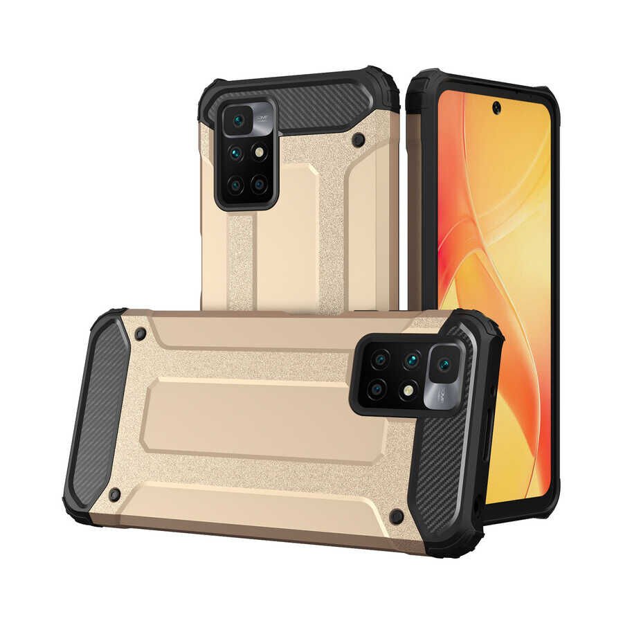 Xiaomi Redmi 10 Kılıf Armor Köşe Korumalı Çift Katman Tank Zırh Kapak (CRASH) Mavi