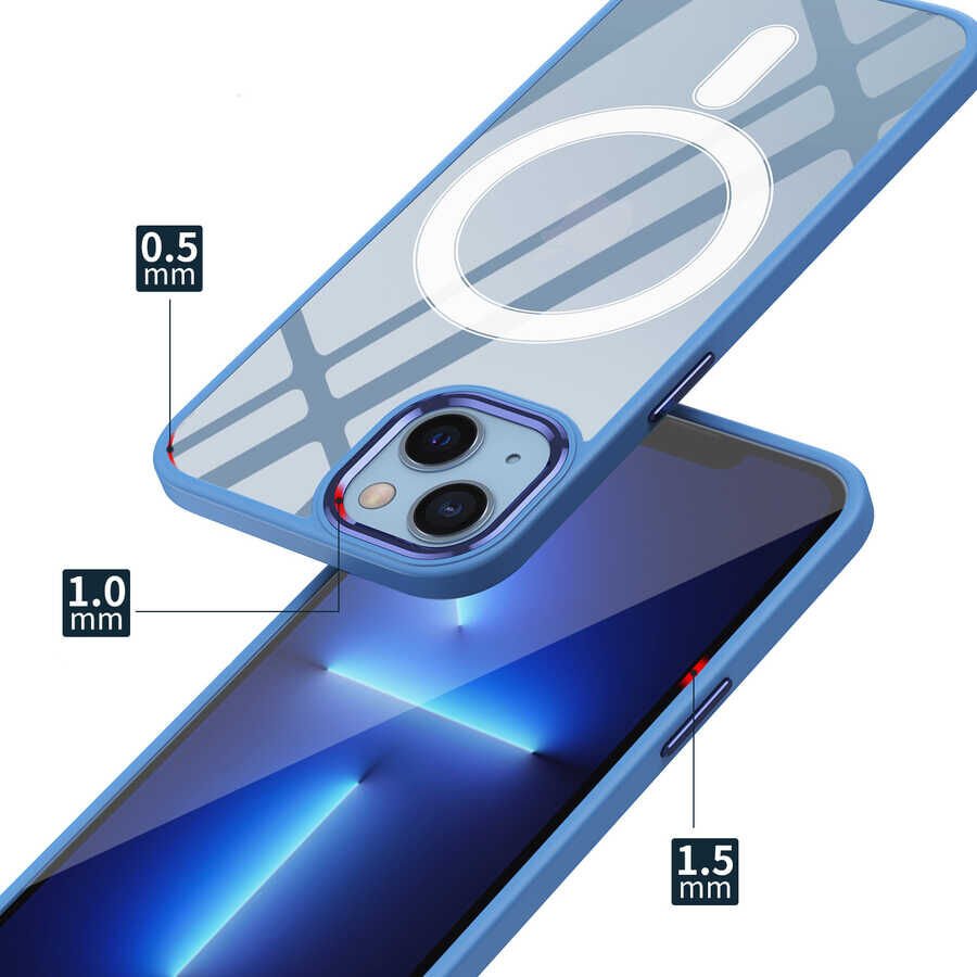 Apple iPhone 13 Kılıf Wireless Şarj Özellikli HEPTEKİLETİŞİM Krom Magsafe Silikon Kapak