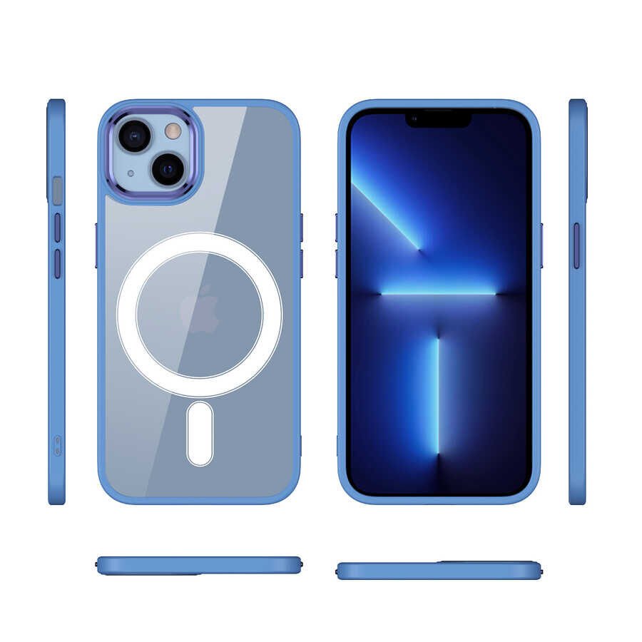 Apple iPhone 13 Kılıf Wireless Şarj Özellikli HEPTEKİLETİŞİM Krom Magsafe Silikon Kapak