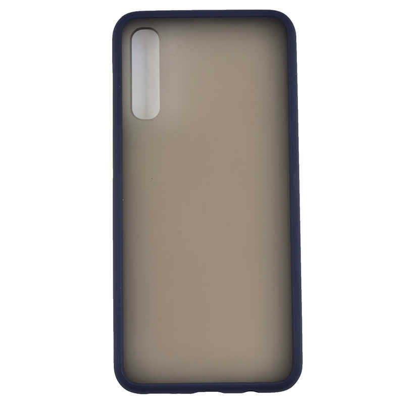 Samsung Galaxy A50 Kılıf Mat Parmak İzi Yapmaz Renkli Tuşlu Sert Silikon Kapak (fri) Lacivert