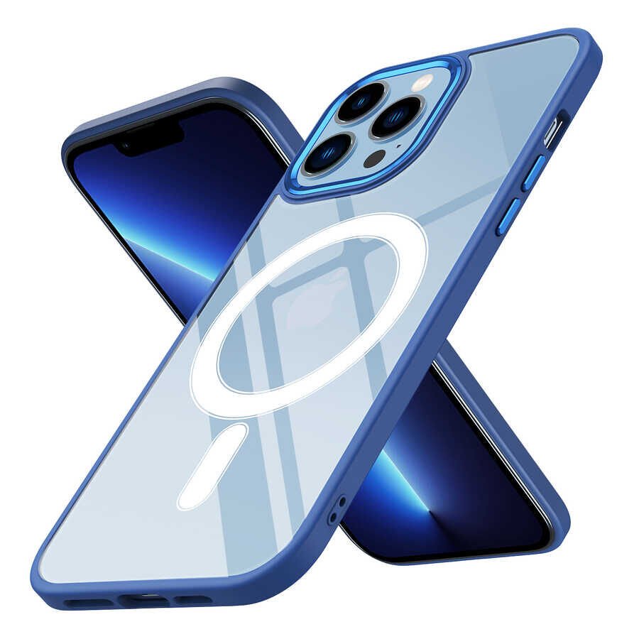 Apple iPhone 13 Pro Kılıf Wireless Şarj Özellikli HEPTEKİLETİŞİM Krom Magsafe Silikon Kapak