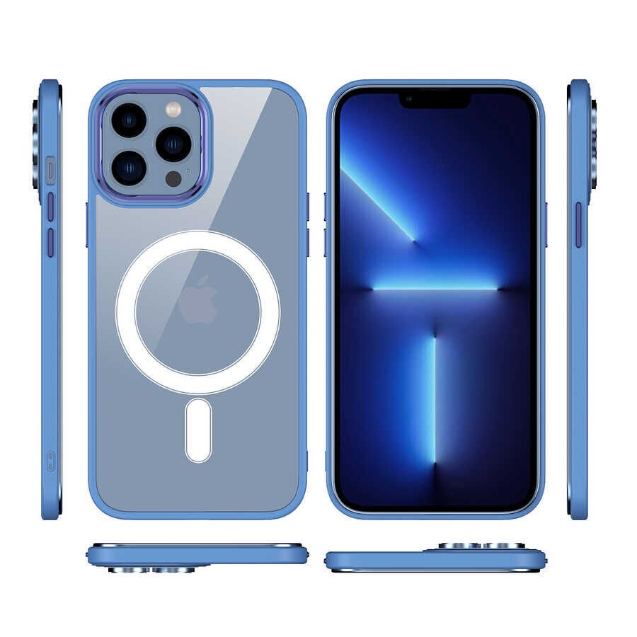 Apple iPhone 13 Pro Max Kılıf Wireless Şarj Özellikli HEPTEKİLETİŞİM Krom Magsafe Silikon Kapak