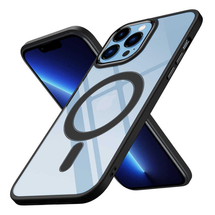 Apple iPhone 13 Pro Max Kılıf Wireless Şarj Özellikli HEPTEKİLETİŞİM Krom Magsafe Silikon Kapak