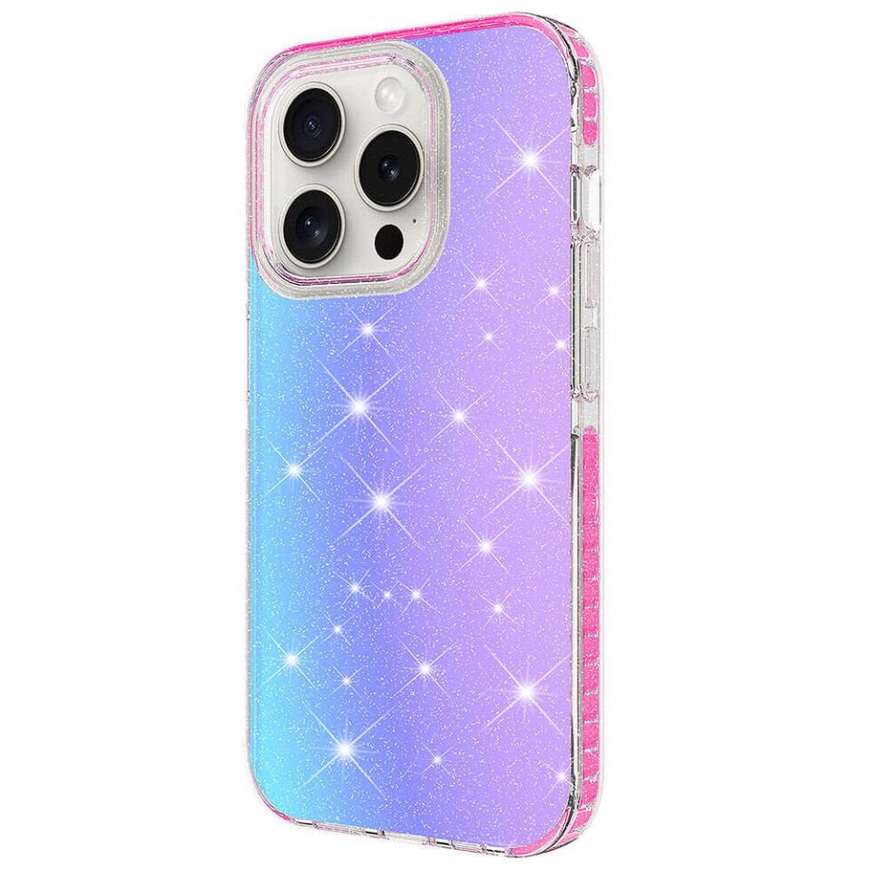 Apple  iPhone 15 Pro Kılıf Renkli Geçiş Tasarımlı Hassas Buton Tasarımlı Silikon Kapak (velle) Mor