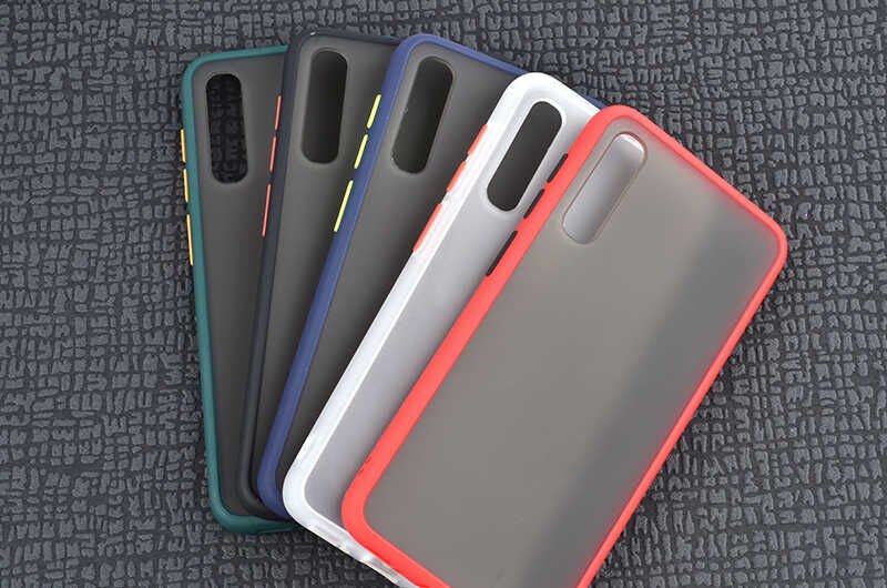 Samsung Galaxy A50 Kılıf Mat Parmak İzi Yapmaz Renkli Tuşlu Sert Silikon Kapak (fri) Renksiz